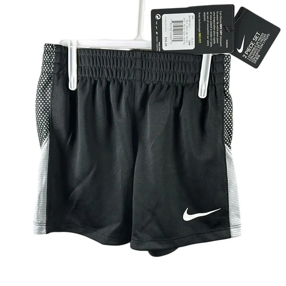 Nike Baby Boys Logo T Shirt & Shorts Set Black / Red Sz 24M - NWT